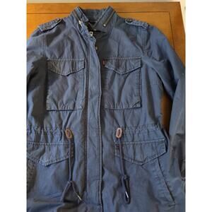 Levi’s Women’s M Navy Field Jacket Full Zip Utility Pockets Cotton Lined Coat